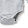 wilson & Frenchy - Stripe Rib Organic L/S Bodysuit - Rain Drop