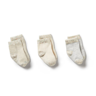 Wilson & Frenchy - Organic 3 Pack Baby Socks - Oatmeal,Grey, Cloud