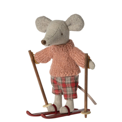 Maileg - Winter Mouse with Skis Big Sister