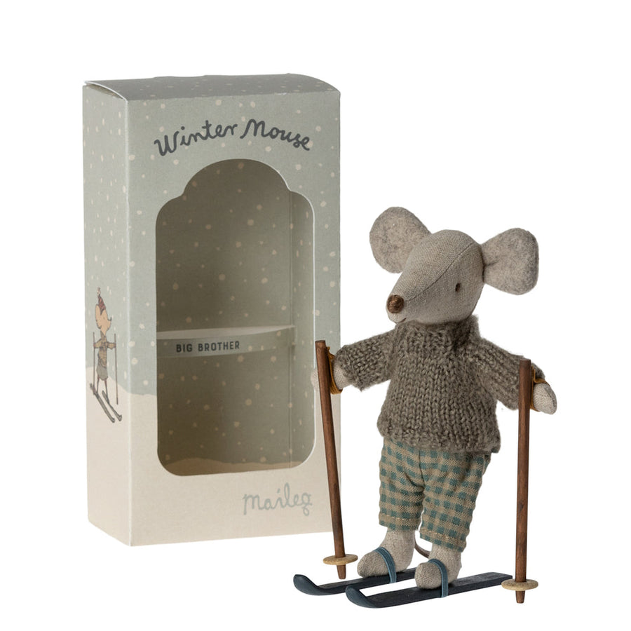 Maileg - Winter Mouse with Skis Big Brother