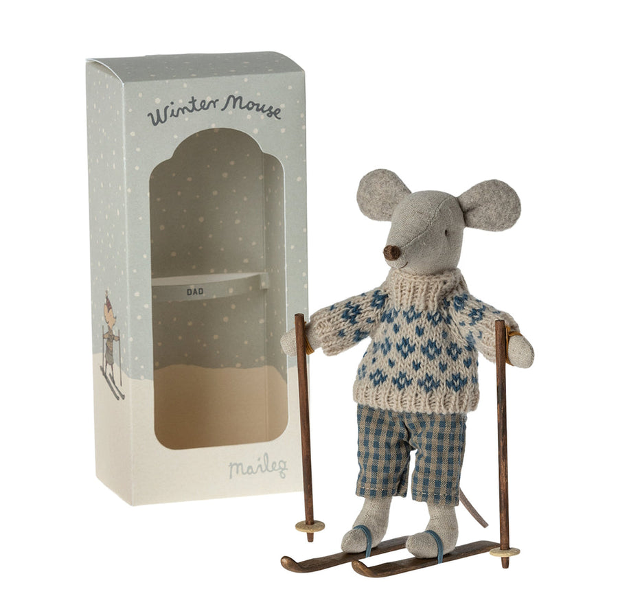 Maileg - Winter Mouse with Skis Dad