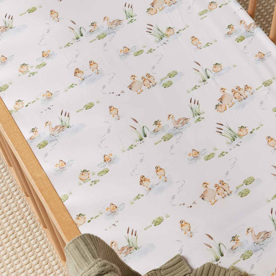 Snuggle Hunny Kids - Duck Pond Organic Fitted Cot Sheet
