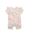 BUDGIE PINK FLORAL SS ZIP ROMPER