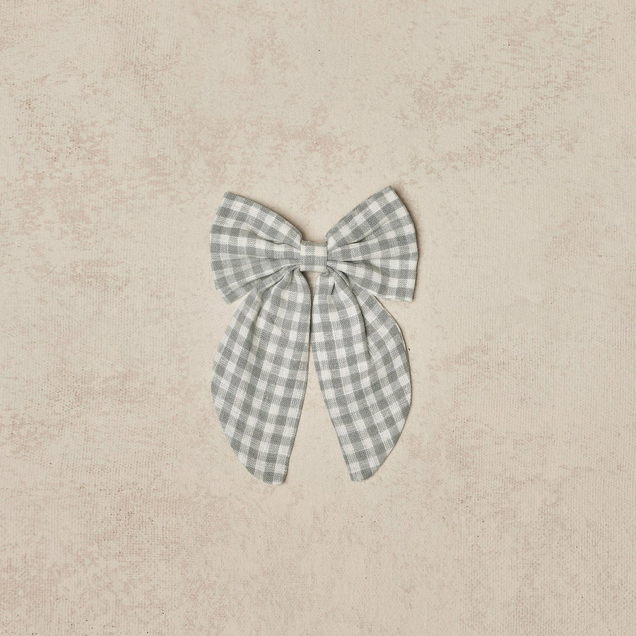 Noralee - Oversized Bow - Dusty Blue Gingham