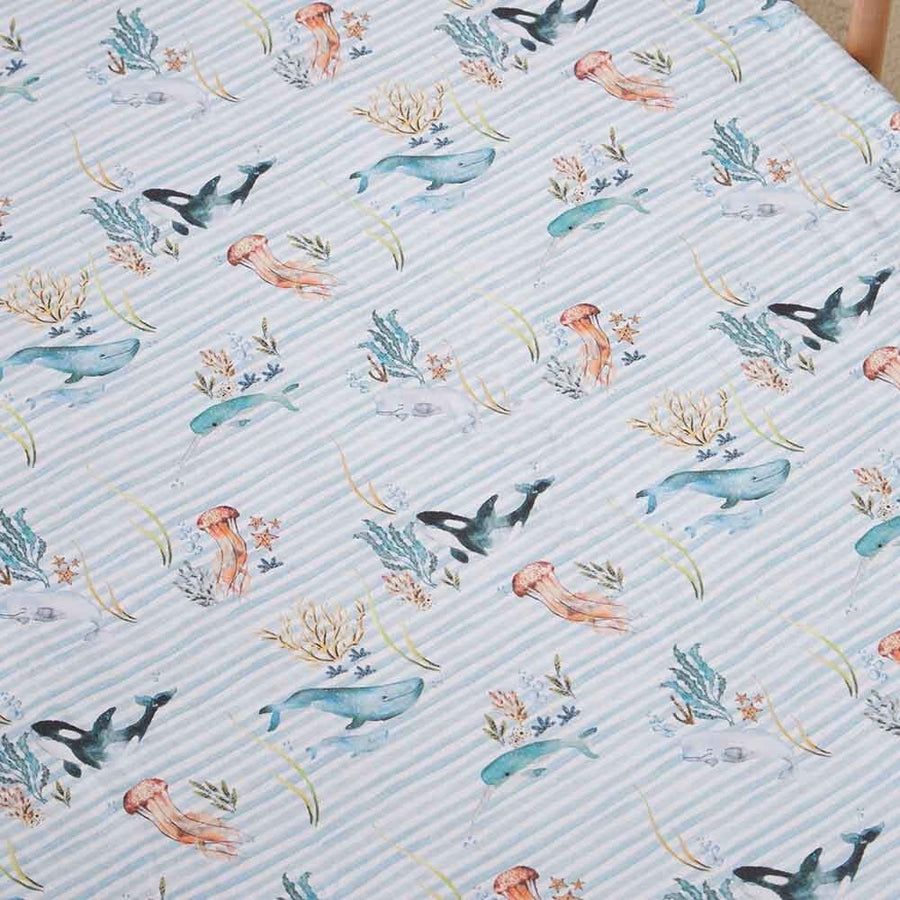 Snuggle Hunny Kids - Fitted Cot Sheet - Whale
