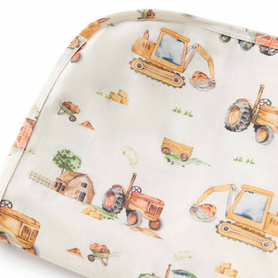 Snuggle Hunny Kids - Baby Jersey Organic Wrap & Beanie Set - Diggers & Tractors