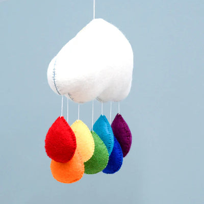 Tara Treasures - Cloud Nursery Mobile - Bright Rainbow Drops