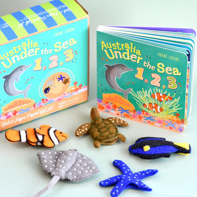 Tara Treasures - Australia Under the Sea 1,2,3 Book and finger Puppet Set