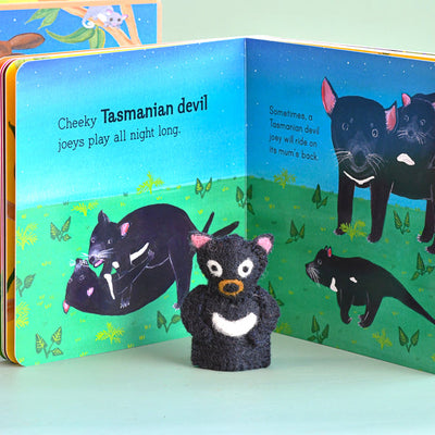 Tara Treasures - Australia Baby Animals  Book and finger Puppet Set