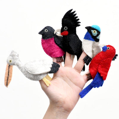 Tara Treasures - Australian Colourful Birds - Finger Puppet Set