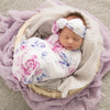Snuggle Hunny Kids - Baby Jersey Wrap & Topknot Set - Lilac Skies