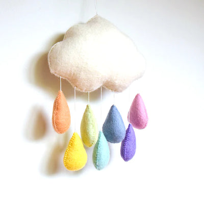 Tara Treasures - Cloud Nursery Mobile - Pastel  Rainbow Drops