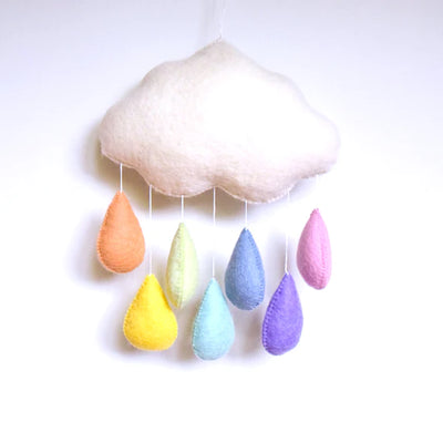 Tara Treasures - Cloud Nursery Mobile - Pastel  Rainbow Drops
