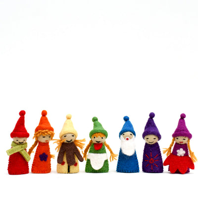 Tara Treasures - Rainbow Colourful Gnomes - Finger Puppet Set